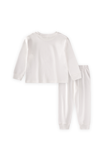 Kedi Baskılı Pijama Takım 2-8 Yaş Ekru