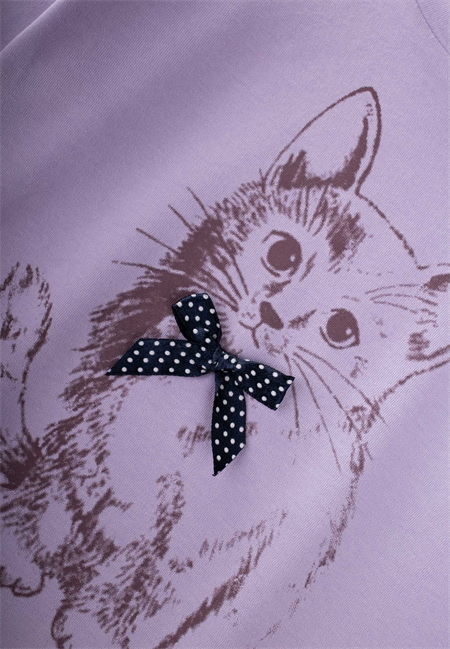 Kedi Baskılı Pijama Takım 2-8 Yaş LİLA