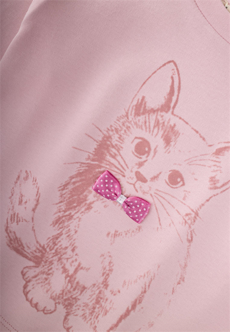 Kedi Baskılı Pijama Takım 2-8 Yaş PUDRA PEMBE
