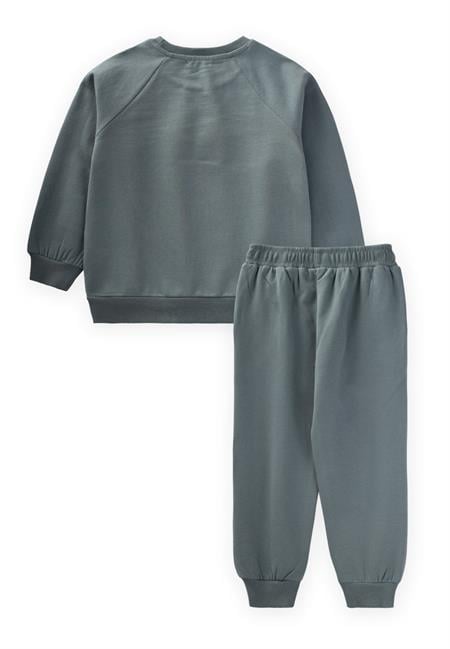 Kelebek Baskılı Sweatshirt Takım 2-10 Yaş Çağla Yeşili