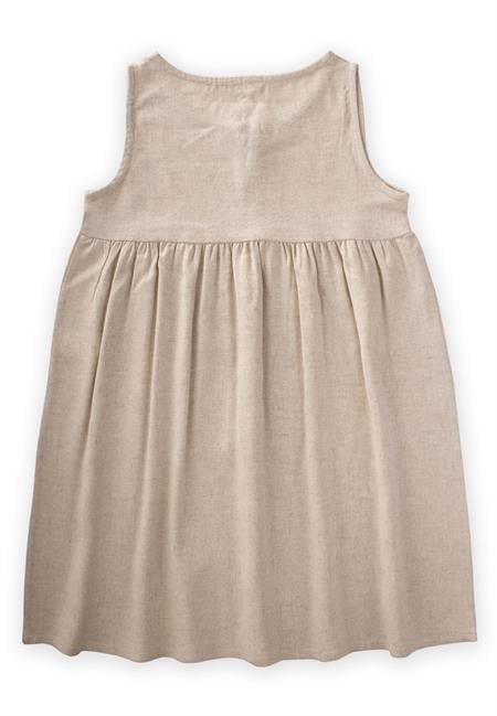Keten Bağcıklı Elbise 2-6 Yaş NATUREL 
