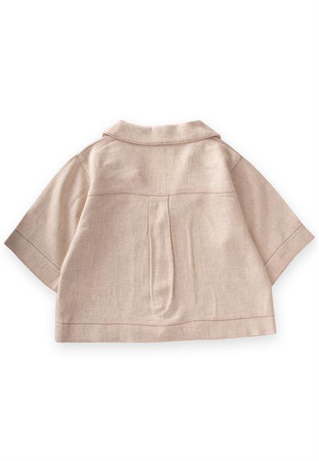 Keten Kalın Taba Dikişli Ceket 2-7 Yaş Naturel