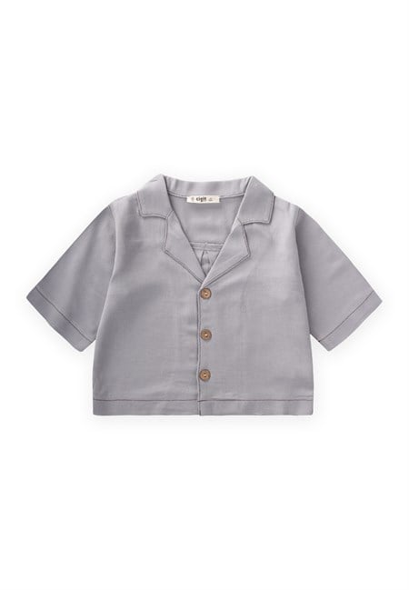 Keten Kalın Taba Dikişli Ceket 2-7 Yaş A Gri