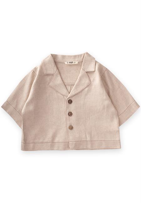 Keten Kalın Taba Dikişli Ceket 2-7 Yaş Naturel