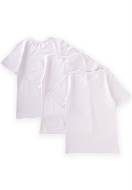 Kısa Kollu Üçlü Erkek Atlet 2-9 Yaş BEYAZ