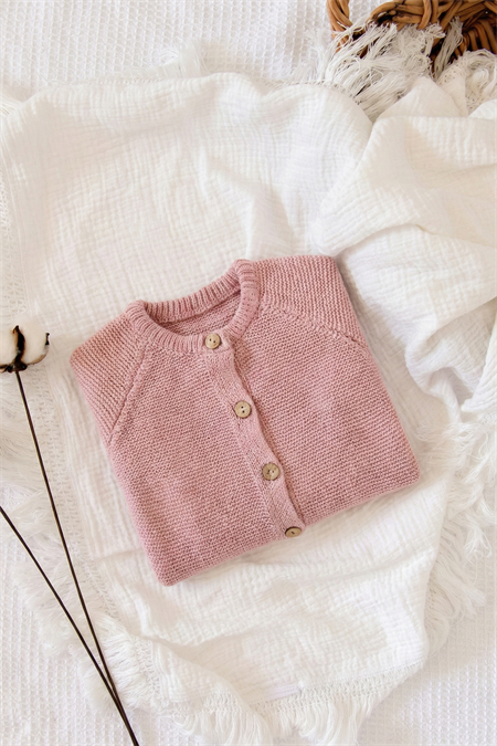 Links Triko Hırka 1-8 Yaş Pudra Pembe