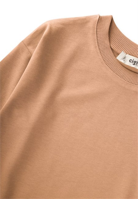 Mevsimlik Basic T-Shırt 2-10 Yaş Camel