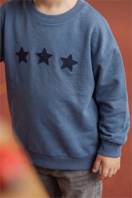 Mevsimlik Sweatshirt 1-7 Yaş İNDİGO MAVİ