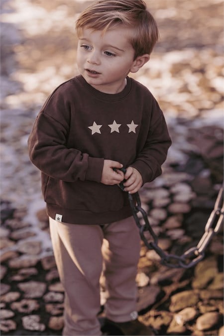 İnce Mevsimlik Sweatshirt 1-7 Yaş Kahverengi