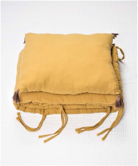 Müslin Bebek Yatak Koruma Yastık Seti (Yıkanmıştır) 32X180 cm +/- 2 cm Hardal Sarı