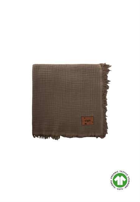 Organik Müslin Dört Kat Yatak Örtüsü 200X220 Cm K Bej