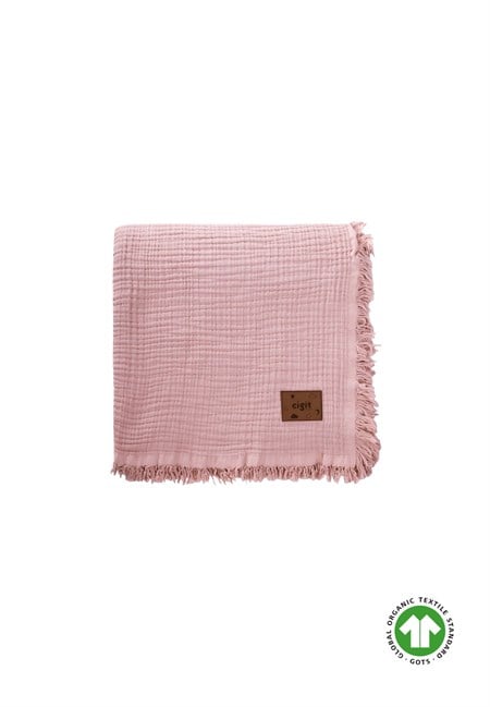 Müslin Dört Kat Yatak Örtüsü 200X220 Cm PUDRA PEMBE