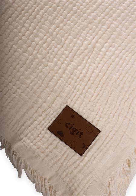 Müslin Dört Kat Yatak Örtüsü 200X220 Cm NATUREL