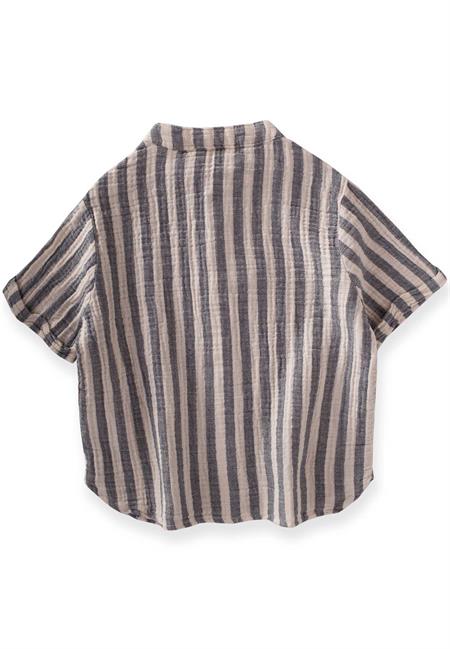 Müslin Gömlek 2-10 Yaş Lacivert Çizgili