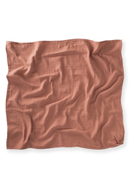 Müslin Halka Kulaklı Örtü (Yıkanmıştır) 70X70 cm Kahve 