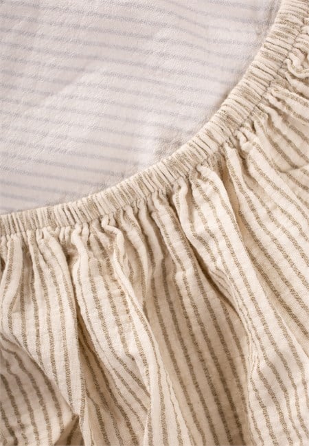 Müslin Lastikli Çarşaf Sıvı geçirmez 60x120x15 YEŞİL İNCE ÇİZGİLİ