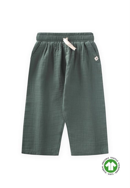 Organik Müslin Pantolon 1-10 Yaş Haki Yeşil
