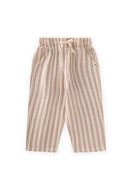 Müslin Pantolon 1-10 Yaş Kahve Çizgili