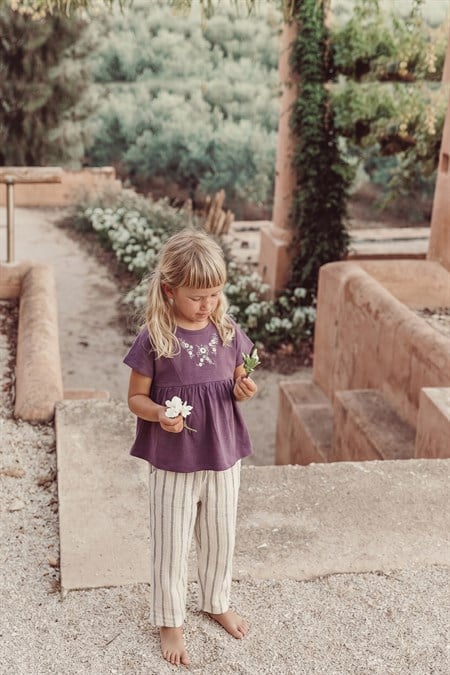 Müslin Şalvarlı Tunik Takım 1-7 Yaş Mor