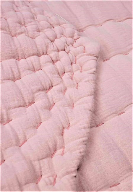 Müslin Yaprak Bebek Oyun Minderi (Yıkanmıştır) Pembe