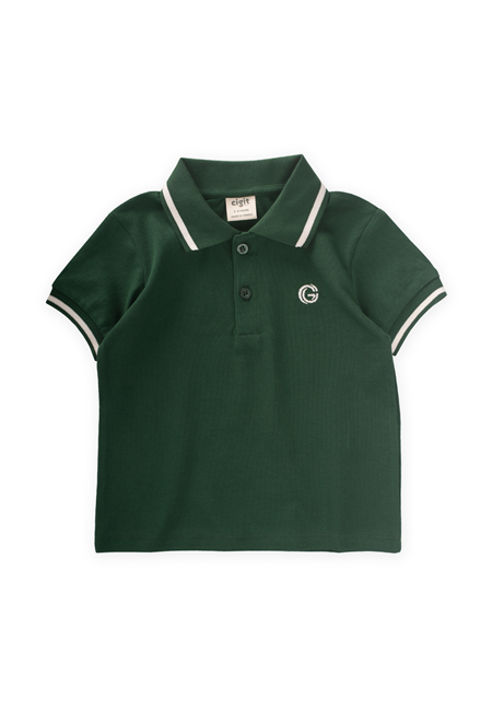 Nakışlı Polo Yaka T-Shırt 2-10 Yaş Haki Yeşil