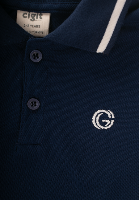 Nakışlı Polo Yaka T-Shırt 2-10 Yaş Lacivert