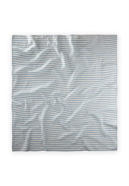 Naturel Organik Müslin Battaniye 90X100Cm Mavi Kalın Çizgili