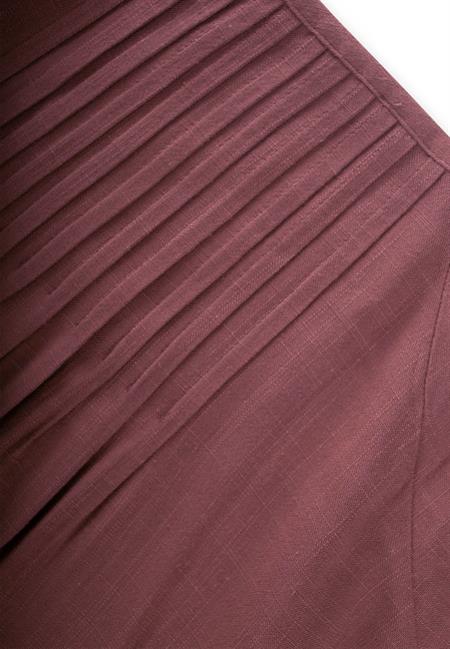 Nervüllü Keten Elbise 2-7 Yaş Mürdüm