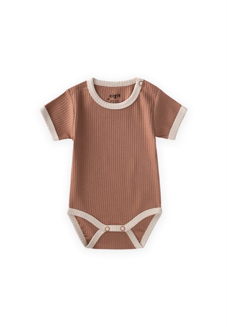 Omuzu Kırmalı Biyeli Zıbın 0-3 Yaş KAHVE