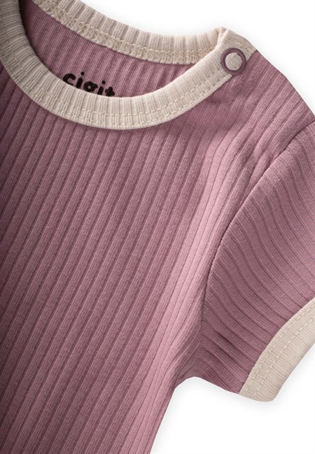 Omuzu Kırmalı Biyeli Zıbın 0-3 Yaş LEYLAK