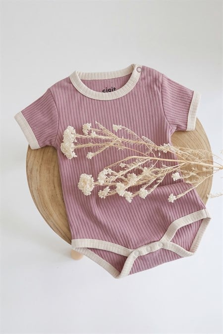 Omuzu Kırmalı Biyeli Zıbın 0-3 Yaş LEYLAK