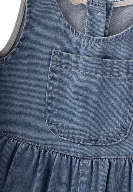 Önü Cepli Kot Tulum 2-7 Yaş Mavi