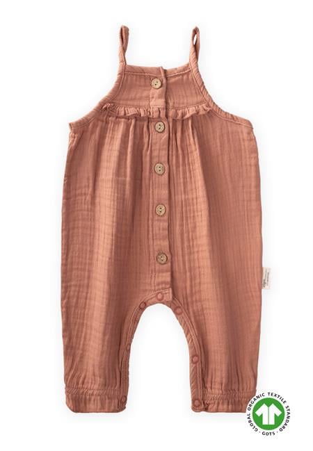 Organic Askılı Müslin Tulum 0-2 Yaş Açık Kahve