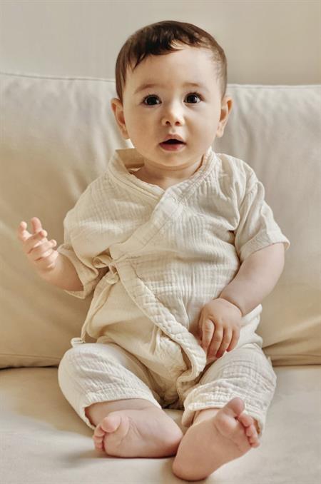 Organic Kruvaze Müslin Tulum 0-9 Ay Naturel