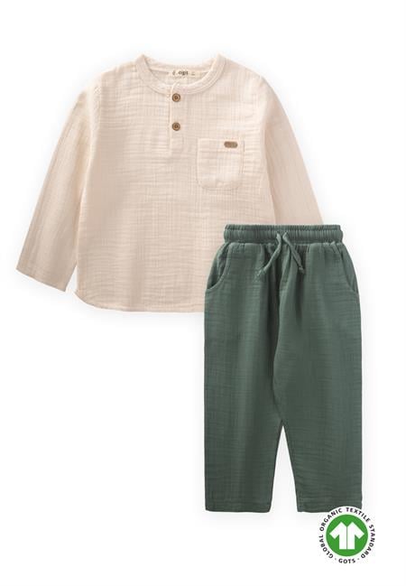 Organik Bohem Gömlekli Mevsimlik Takım 2-8 Yaş Naturel