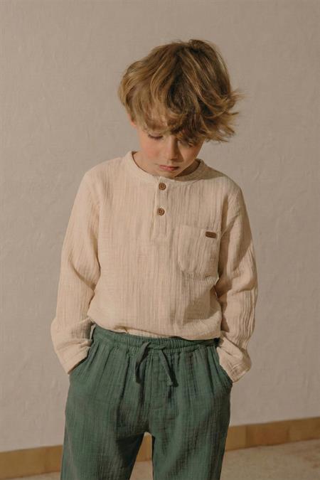 Organik Bohem Gömlekli Mevsimlik Takım 8-12 Yaş KREM/Ç.YEŞİLİ