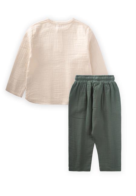 Organik Bohem Gömlekli Mevsimlik Takım 2-8 Yaş Naturel