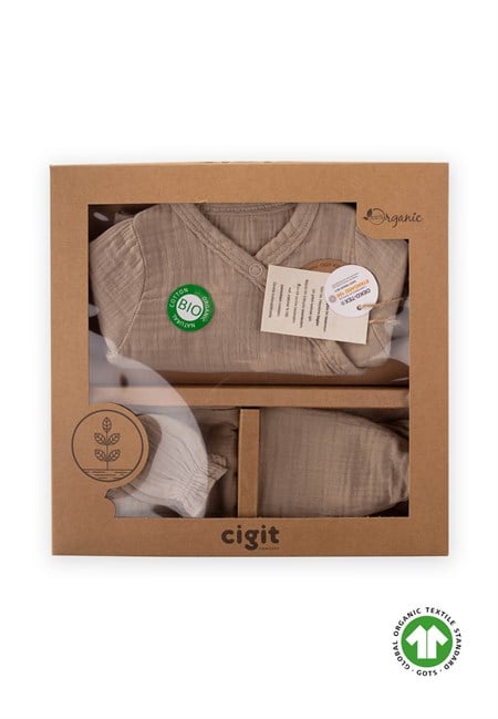 Organik Hastahane Çıkışı Bebek Takımı 0-3 Ay Vizon