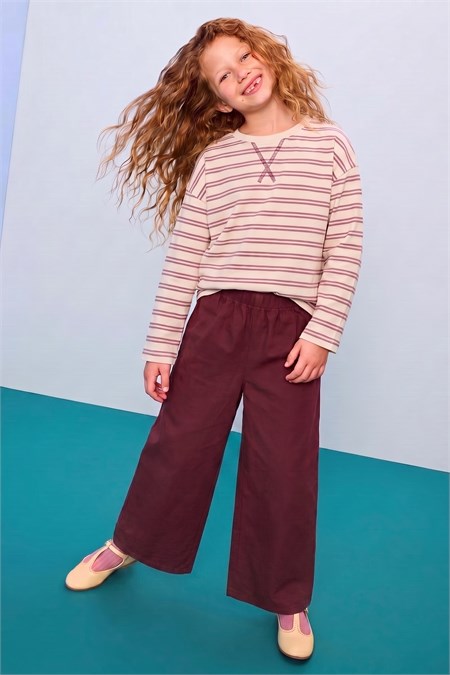 Oversize Mevsimlik Geniş Kesim Pantolon Takım 2-10 Leylak Çizgili