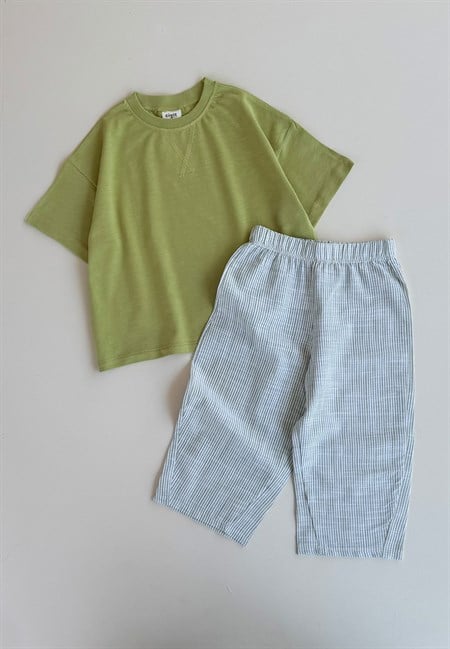 Oversize T-Shirt Takım 2-10 Yaş LİME