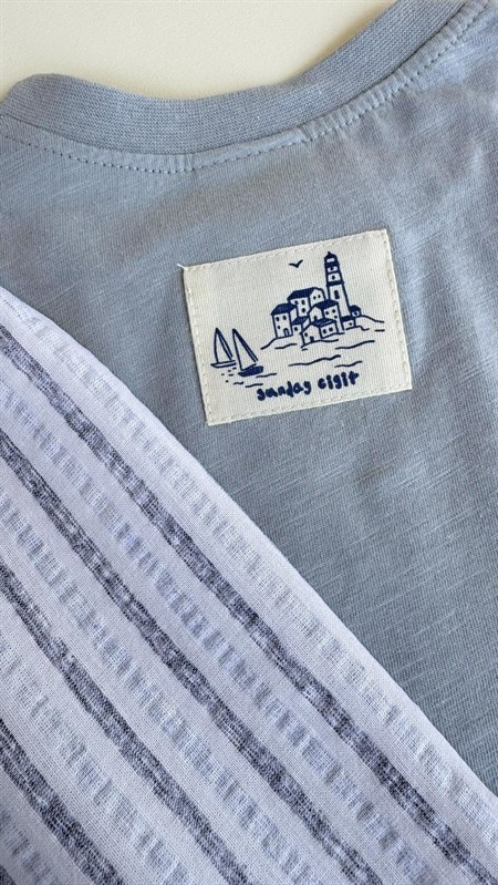 Oversize T-Shirt Takım 2-10 Yaş Pastel Mavi
