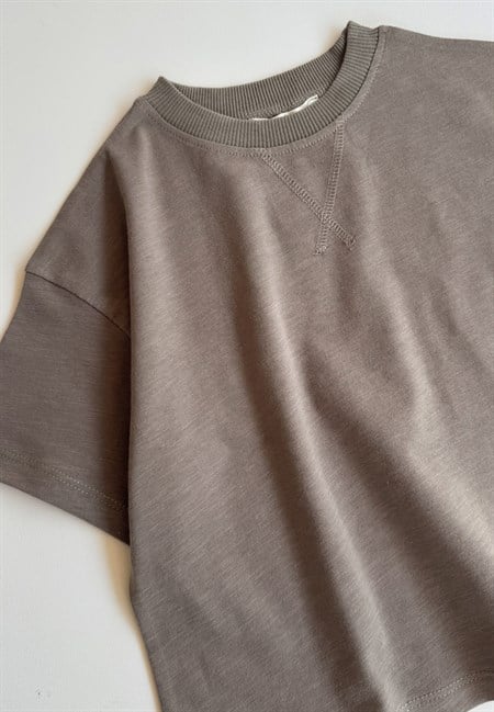 Oversize T-Shirt Takım 2-10 Yaş Vizon