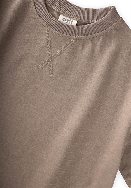Oversize T-Shirt Takım 2-10 Yaş VİZON