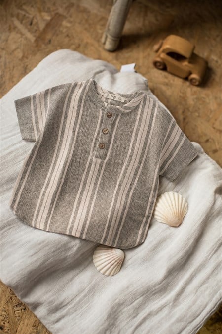 Oversize Yarım Patlı Gömlek 1-7 Yaş Yeşil