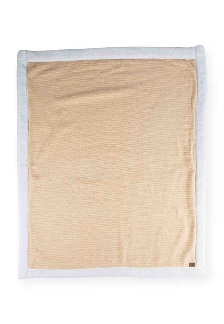 Pelüşlü Hasır Desen Bebek Battaniye 85X100 cm Hardal Sarı
