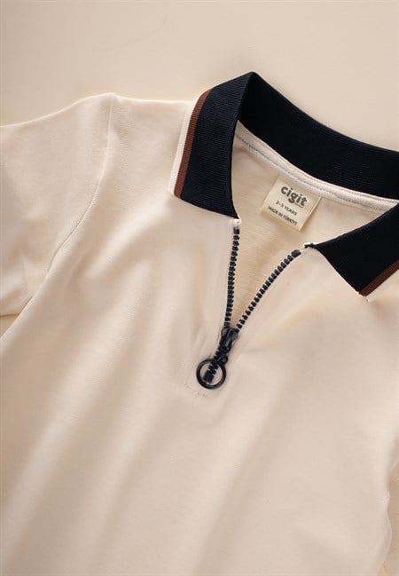 Polo Yaka T-Shirt 2-10 Yaş Ekru