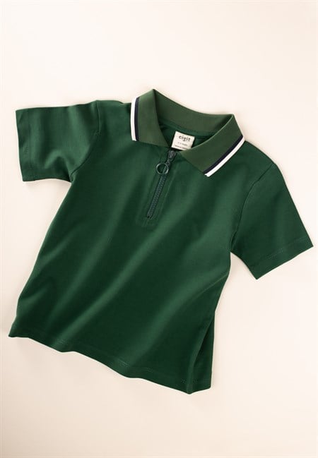 Polo Yaka T-Shirt 2-10 Yaş HAKİ YEŞİL