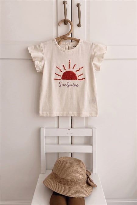 Pullu T-Shirt 1-10 Yaş Ekru