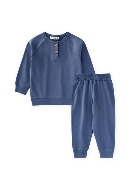 Reglan Kol Patlı Erkek Basıc Takım 1-8 Yaş İndigo Mavi