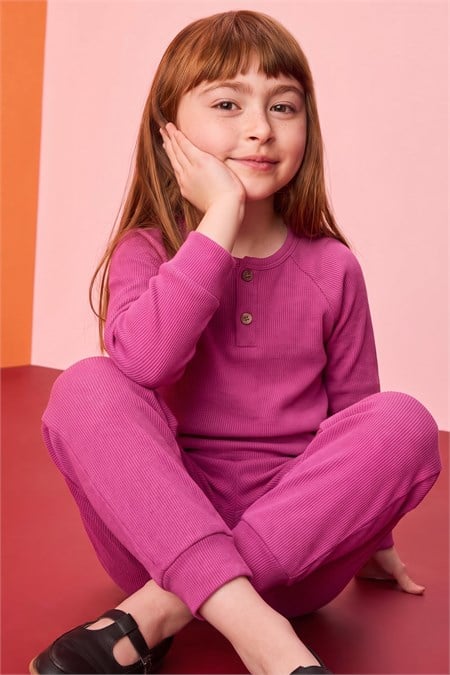 Reglan Kol Patlı Basıc Çocuk Takım 1-8 Yaş Pembe